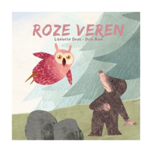 Omslag van het prentenboek over anders zijn met een uiltje met roze veren